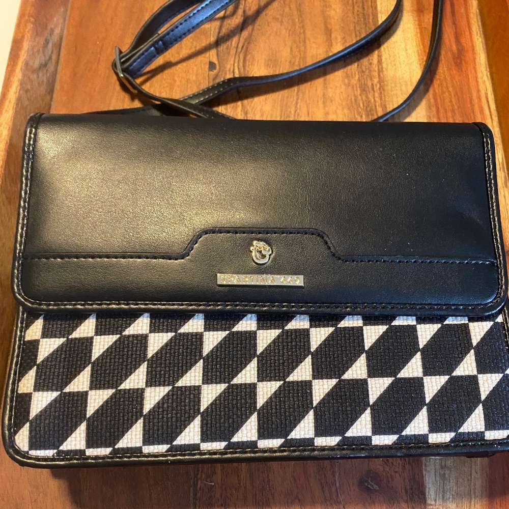Spartina Black and White Rhett Essentials Crossbody Organizer Bag